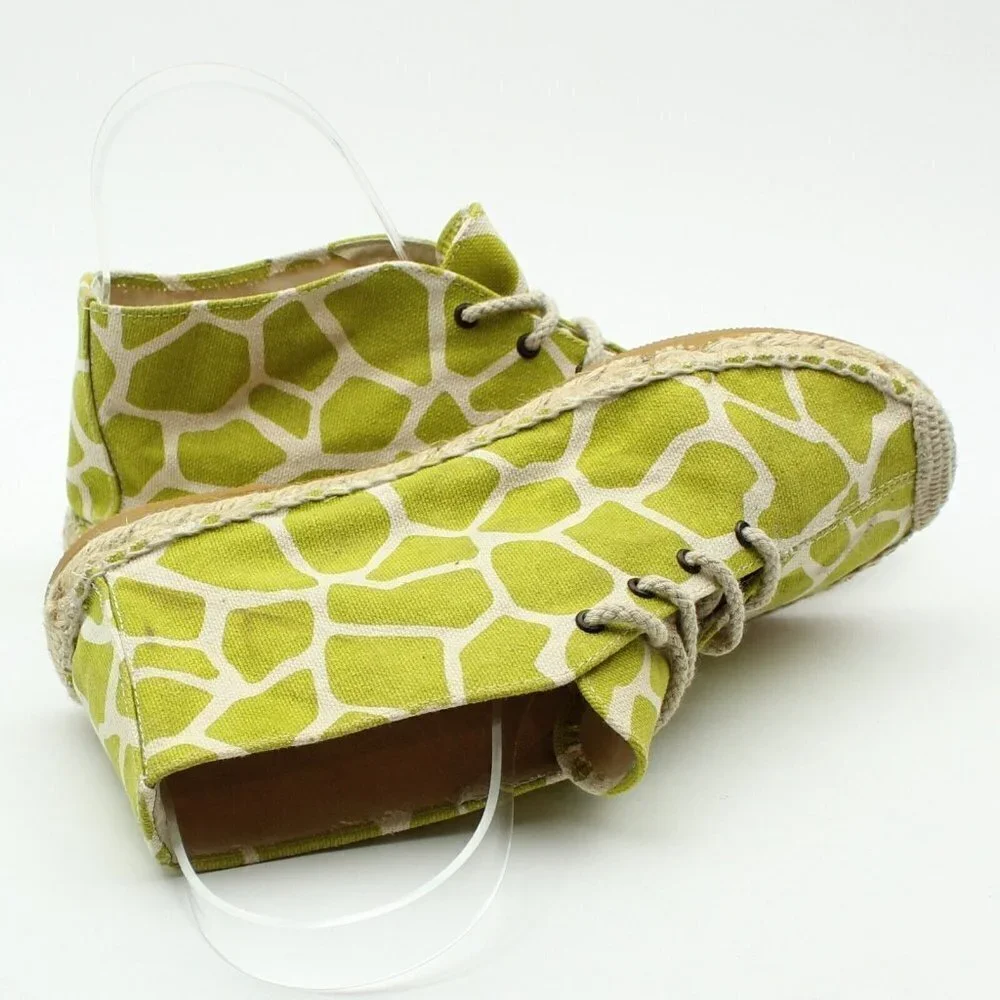 Bettye Muller Lime Green Animal Print Espadrille Shoes
